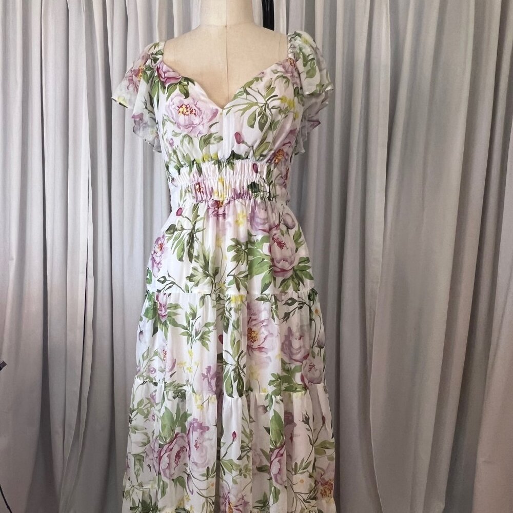 New With Tags Ador Chiffon Floral Maxi Dress